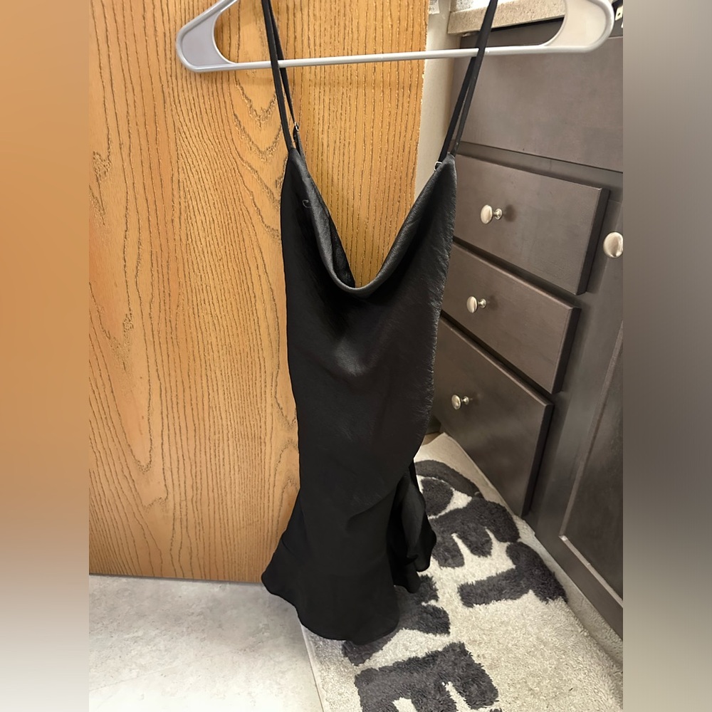 Black satin romper